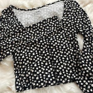Pac cares floral long sleeve crop top